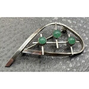 Vintage Kordes & Lichtenfels K&L 835 Silver Jade Modernist Brooch Pin